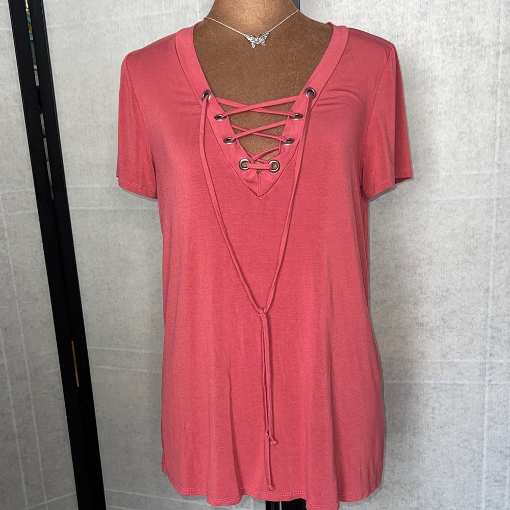 Lulu's Maroon Lace-Up Top